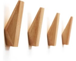 Muurhaak haringen kapstok voor het ophangen van kleding, hoed, sjaals handdoek en hoofdtelefoon in slaapkamer, woonkamer, hal - kapstok rubberen houten hanger, 4 stuks