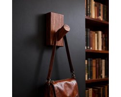 Muurhaak van Walnoot Hout met Wascoating voor Kleding en Handdoek - Zwarte Walnoot Hout - Woonkamer Slaapkamer Keuken - Wandgemonteerd