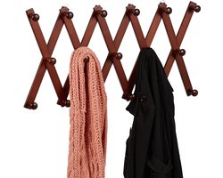 muurkapstok hangend - 17 haken - uitschuifbaar - 18,5-182,5 cm breed - hout