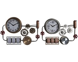 Muurklok DKD Home Decor 52,5 x 9 x 39,5 cm Kristal Ijzer Vintage (2 Stuks)