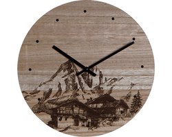 Muurklok DKD Home Decor 8424001759712 Zwart Hout Hout MDF Berg 30 x 30 x 1,5 cm