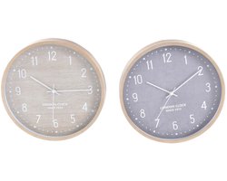 Muurklok Home ESPRIT Beige Grijs PVC 30 x 4 x 30 cm (2 Stuks)