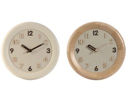 Muurklok Home ESPRIT Beige Natuurlijk Hout 30 x 5 x 30 cm (2 Stuks)