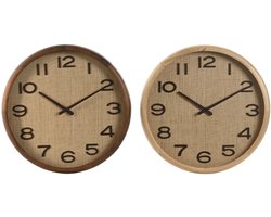 Muurklok Home ESPRIT Bruin Natuurlijk Hout Rotan 40 x 5 x 40 cm (2 Stuks)