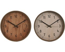 Muurklok Home ESPRIT Bruin Natuurlijk PVC Hout 30 x 4 x 30 cm (2 Stuks)