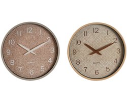 Muurklok Home ESPRIT Bruin Natuurlijk PVC Hout 30 x 4,7 x 30 cm (2 Stuks)