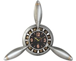 Muurklok Home ESPRIT Gouden Zilverkleurig PVC Metaal Propellers Vintage 133 x 24 x 120 cm