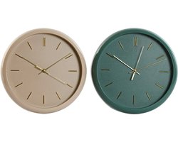 Muurklok Home ESPRIT Groen Roze PVC Modern 30 x 4 x 30 cm (2 Stuks)