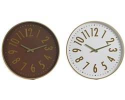 Muurklok Home ESPRIT Wit Bruin Gouden PVC 45 x 4 x 45 cm (2 Stuks)