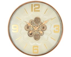 Muurklok Home ESPRIT Wit Gouden Metaal Kristal Scandi 60 x 8 x 60 cm