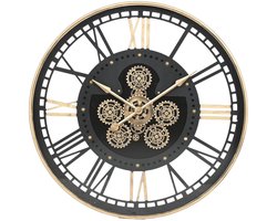 Muurklok Home ESPRIT Zwart Gouden Metaal Kristal 100 x 9 x 100 cm