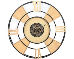 Muurklok Home ESPRIT Zwart Natuurlijk Metaal Rotan 100 x 9 x 100 cm