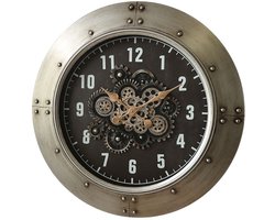 Muurklok Home ESPRIT Zwart Zilverkleurig Kristal Ijzer Loft 80 x 9 x 80 cm