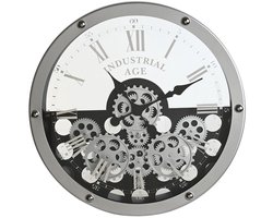 Muurklok Home ESPRIT Zwart Zilverkleurig Metaal Kristal Versnellingen 52 x 8,5 x 52 cm