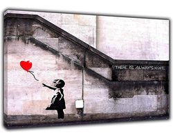 Muurkunst Canvas Banksy Ballon Meisje Hoop voor Woonkamer en Slaapkamer