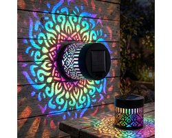 Muurlamp Solar - Solar Tuinverlichting - mandala-zonnelampen - 7 kleurwisselende LED's + warm wit - 8,5x8,5x8,5 cm - waterdicht - Sfeerlampen voor Schutting & Wand - Solar Wandlamp voor buiten - voor tuin, schutting en terras - 1 stuk