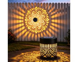 Muurlamp Solar - Zonne mandalalampen voor buiten - Solar Tuinverlichting - Mandala zonnelampen - Solar Wandlamp voor buiten - Aterdicht Tuinverlichting - Sfeerlampen voor Schutting & Wand - Voor tuin, schutting en terras - 8.5*8.5cm