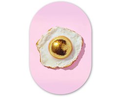 Muurovaal 60x90 cm - Ovale wanddecoratie Ei - Disco - Ontbijt - Glitter - Ovalen schilderij - Muurdecoratie woonkamer - Kamer decoratie - Schilderijen - Wandcirkel