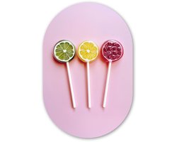 Muurovaal 60x90 cm - Ovale wanddecoratie Lolly - Snoep - Citrus - Ovalen schilderij - Muurdecoratie woonkamer - Kamer decoratie - Schilderijen - Wandcirkel