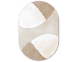 Muurovaal 80x120 cm - Ovale wanddecoratie Bruin - Japandi - Abstract - Ovalen schilderij - Muurdecoratie woonkamer - Kamer decoratie - Schilderijen - Wandcirkel