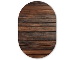 Muurovaal 80x120 cm - Ovale wanddecoratie Houten plankpatroon - Warmte - Natuurlijk - Ovalen schilderij - Muurdecoratie woonkamer - Kamer decoratie - Schilderijen - Wandcirkel