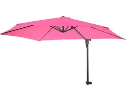 Muurparasol Casoria, zweefparasol balkonparasol parasol, 3m kantelbaar, polyester aluminium/staal 9kg ~ roze-roze