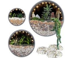 Muurplanter - Set van 3 ronde wandvazen om op te hangen, van metaal voor grijze planten Merk: JonesHouseDeco