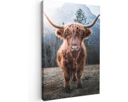 Muurschilderingen 40 x 60 cm woonkamer wanddecoratie slaapkamer kamerdecoratie fotowand kamer decoratie muur kunst koe canvas - Schotse hooglandrund - Highland Cow foto - dieren