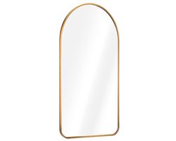 Muurspiegel in bronzen frame - Boogvormig ontwerp - 110 x 50 cm - Inclusief montage materiaal - Op te hangen of neer te zetten