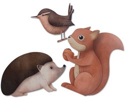 Muursticker Bosdieren - Kinderkamer - Babykamer - Dieren - Bos - Vogel - Eekhoorn - Egel - Wanddecoratie - Muurdecoratie - Slaapkamer - Kraamcadeau - Set 3 stuks - inikini