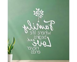 Muursticker Citaat - Familie Wensboom - Woonkamer Decoratie - Personaliseerbaar Ontwerp - 68 x 935 cm - Wit