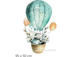 Muursticker Dieren voor Slaapkamer Woonkamer Kinderkamer Huiskamer - Wanddecoratie TH Commerce - Konijn Konijntje in ballon luchtballon nr. 18355
