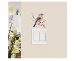 Muursticker - Schakelaarsticker - Vogel – Bloem - Muur Sticker / Raamsticker Keuken - Laptop sticker - Boven stopcontact – Handgeschilderd | Kinderkamer | Jongens – Meisjes – Baby Decor - Poster | Verwijderbaar – Zelfklevend plakfolie | DH Collection