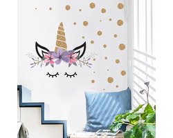 Muursticker | Slapende Unicorn | Eenhoorn | Wanddecoratie | Muurdecoratie | Slaapkamer | Kinderkamer | Babykamer | Jongen | Meisje | Decoratie Sticker |
