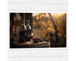 Muursticker - Tafereel van Wijnen in Wijngaard - 60x40 cm Foto op Muursticker