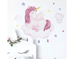 Muursticker Unicorn - Muursticker Kinderkamer Unicorn - 58x48 CM - Pasteltinten