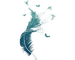 Muursticker veer - muursticker blauw - muurtattoo woonkamer - muur tattoo slaapkamer - zelf klevend modern - spreuken vogel muur decor - muursticker woonkamer - wandafbeeldingen 30 x 90 cm - voor Windows deur - interieurdecoratie