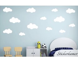 Muursticker wolken wit / 13 stuks grote wolken