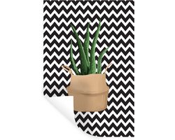 Muurstickers - Sticker Folie - Kamerplanten - Aloë Vera - Bloempot - 80x120 cm - Plakfolie - Muurstickers Kinderkamer - Zelfklevend Behang - Zelfklevend behangpapier - Stickerfolie