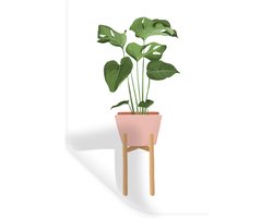 Muurstickers - Sticker Folie - Kamerplanten - Bloempot - Monstera - 20x30 cm - Plakfolie - Muurstickers Kinderkamer - Zelfklevend Behang - Zelfklevend behangpapier - Stickerfolie