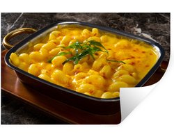 Muurstickers - Sticker Folie - Ovenschaal vol macaroni met kaas - 30x20 cm - Plakfolie - Muurstickers Kinderkamer - Zelfklevend Behang - Zelfklevend behangpapier - Stickerfolie