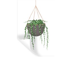 Muurstickers - Sticker Folie - Planten - Hangende bloempot - Kamerplanten - 20x30 cm - Plakfolie - Muurstickers Kinderkamer - Zelfklevend Behang - Zelfklevend behangpapier - Stickerfolie