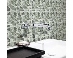 Muurstickers - Zelfklevende tegelmuurstickers voor keuken en badkamer - 9 terrazzo eiken tegelstickers - 9 stickers 15x15cm