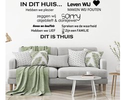 Muurtekst In Dit Huis - Zwart - 120 x 57 cm - woonkamer nederlandse teksten