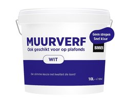 Muurverf - Voor muren en plafonds - Binnen mat - Wit - 10 Liter - 100m2