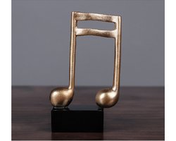 Muziek Beeldje - Decoratie Woonkamer - Minimalistische Muzieknoot - Sculptuur - Woondecoratie - Standbeeld - Polyresin Beeld Goud - Decoratieve Woonaccessoire