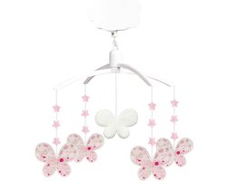 Muziekmobiel - Vlinder en Roze Bloemen - Slaapliedjes van Brahms - Classic Chic - Ideaal Cadeau voor Pasgeborenen - Eenvoudig te Installeren - Kleur Roze