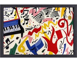 Muzieknoten schilderijen - Muziek schilderijen - Canvas schilderij Piano - Wanddecoratie modern - Canvas schilderij met baklijst - Decoratie muur canvas met baklijst 70x50 cm