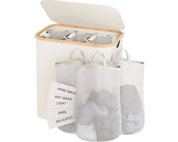 MV labels - Wasmand - Wassorteerder - Uitneembare waszakken - Wasbare binnenzak - 160 Liter - Beige