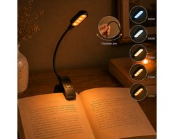 Mvolo® Leeslampje voor Boek - LED Leeslamp met Klem – Dimbaar – Blauwlichtvrij – Val Sneller in Slaap – Amber Licht – Klemlamp – Bedlampje – Boeklampje